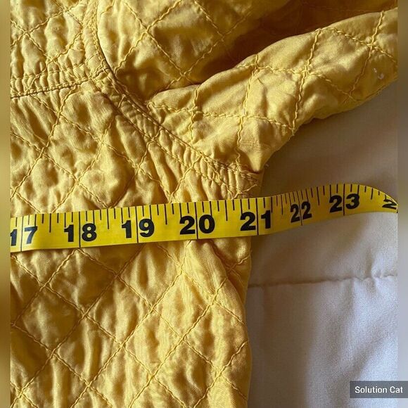 debra deRoo Women’s Jacket Medium Yellow Silk Quilted Zip Jacket Orange Lining - Picture 6 of 7